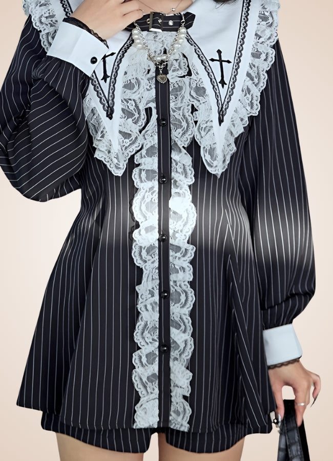 Women's Punk Striped Lolita Dress UK