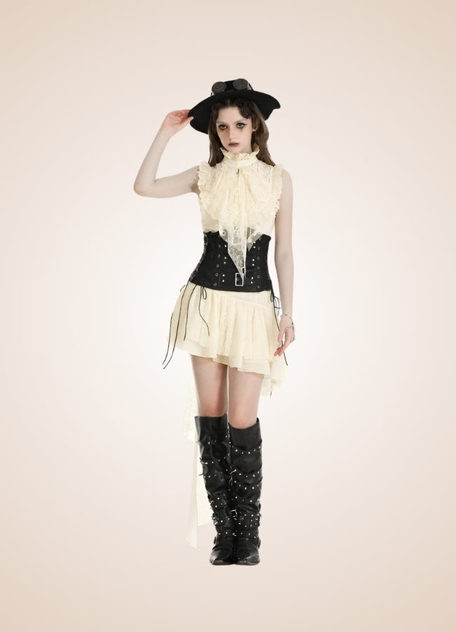 Women's Ruffle Steampunk Dress UK