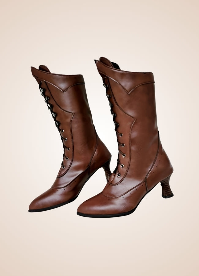 Women's Steampunk Mid Calf Boots UK
