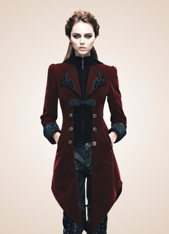 Women's Steampunk Tailcoat Burgundy UK