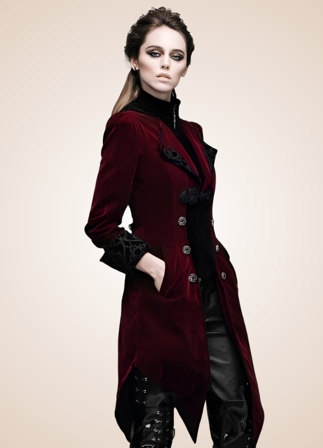 Women's Steampunk Tailcoat Burgundy UK