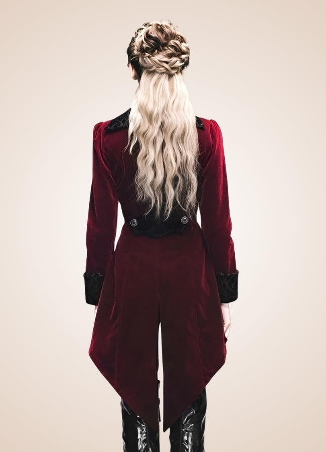Women's Steampunk Tailcoat Burgundy UK