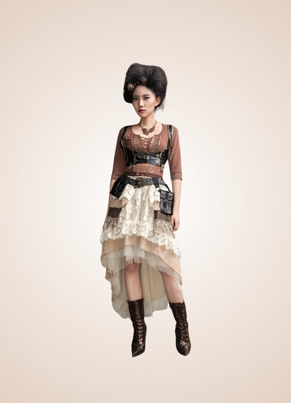 Beige Steampunk Skirt UK