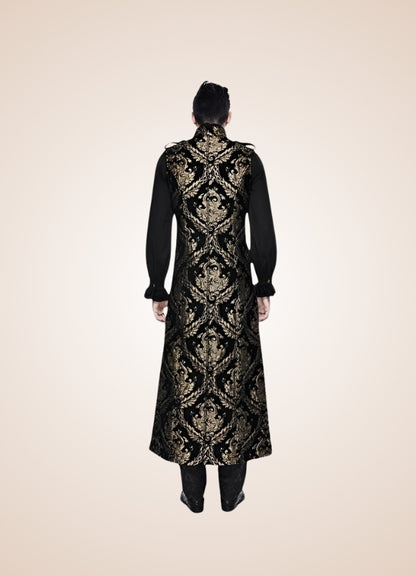 Black and Gold Gothic Long Vest Gold UK