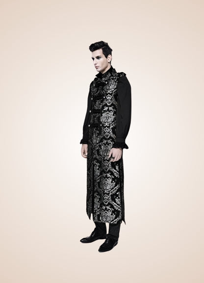 Black And Silver Gothic Long Vest UK