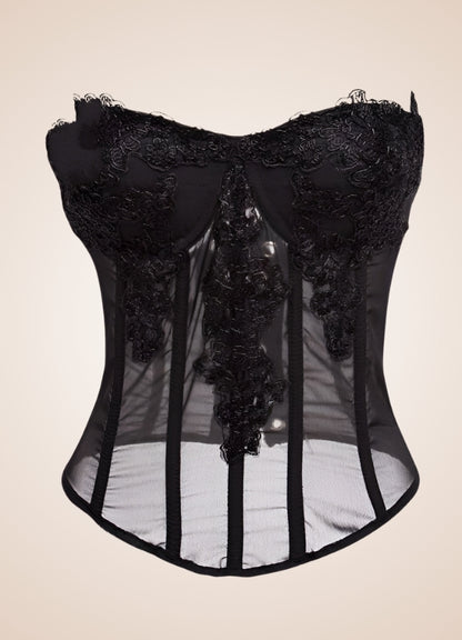Black Floral Steampunk Corset UK