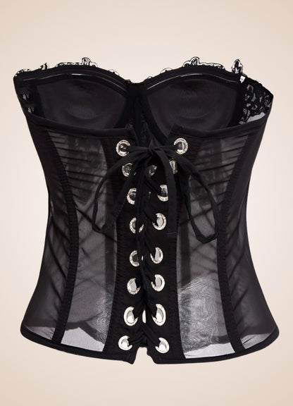Black Floral Steampunk Corset UK