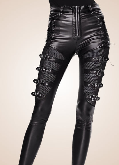 Black Gothic Buckle Pants UK