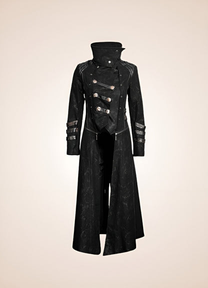 Black High Collar Trench Coat UK