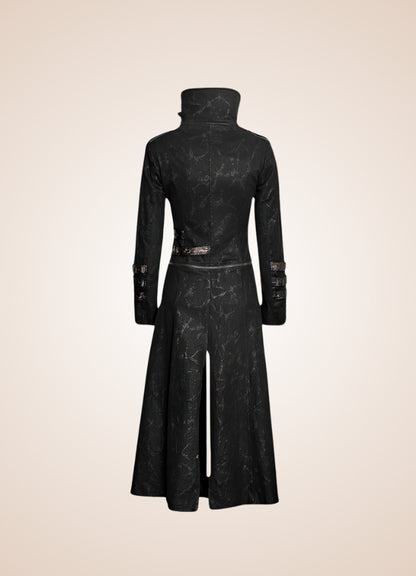 Black High Collar Trench Coat UK