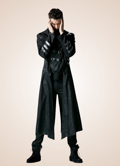 Black High Collar Trench Coat UK