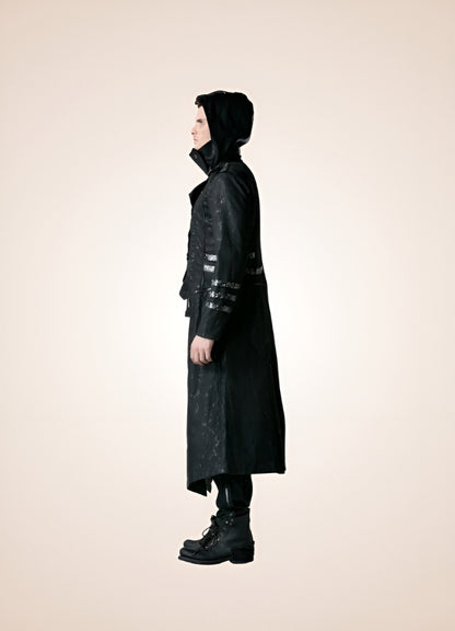 Black High Collar Trench Coat UK