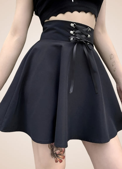 Black Lace Up Gothic Skirt UK