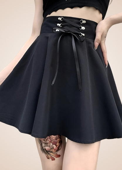 Black Lace Up Gothic Skirt UK