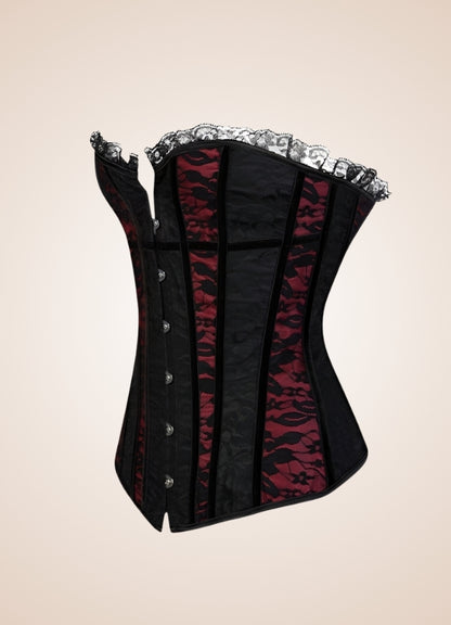 Black Red Steampunk Overbust Corset UK