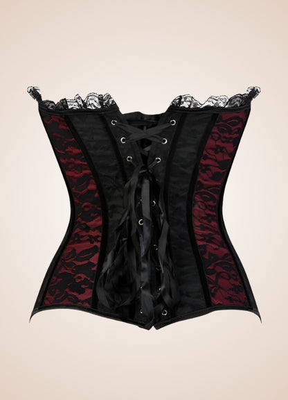Black Red Steampunk Overbust Corset UK