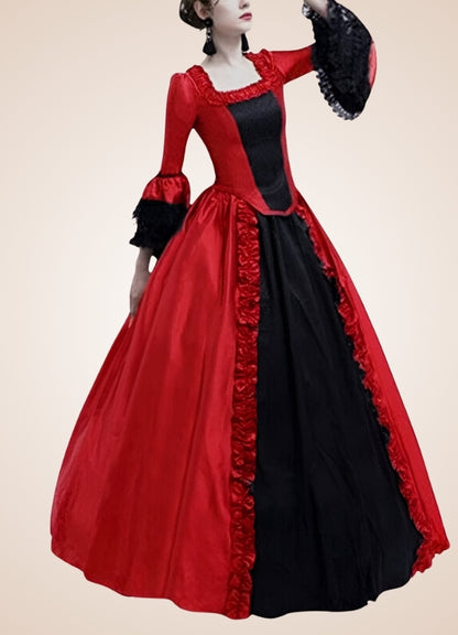 Black Red Victorian Steampunk Dress UK