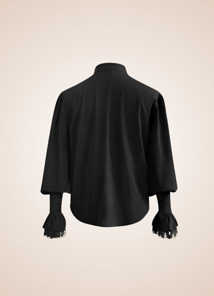 Black Ruffled Medieval Shirt UK