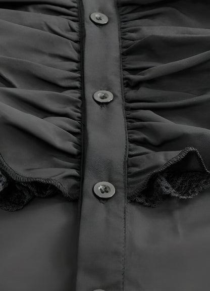 Black Ruffled Medieval Shirt UK