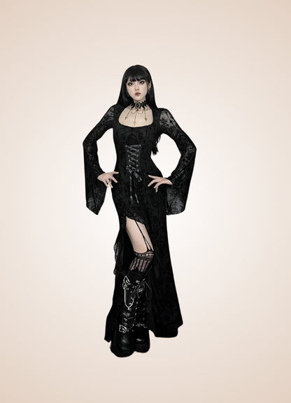 Black Steampunk Collar Corset Dress UK