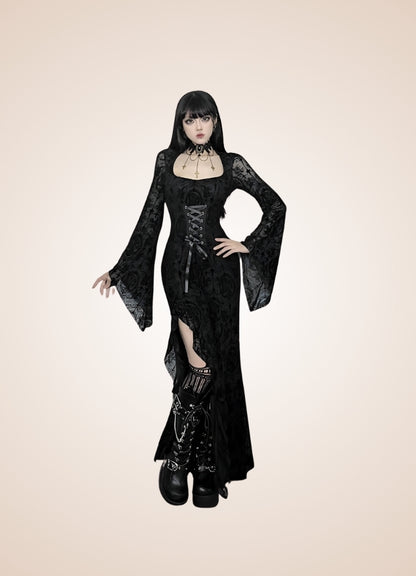 Black Steampunk Collar Corset Dress UK