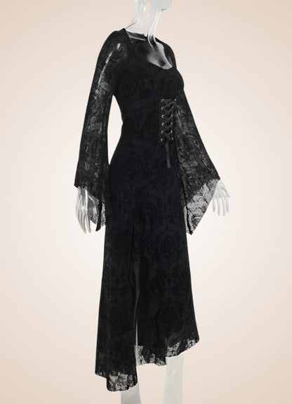 Black Steampunk Collar Corset Dress UK