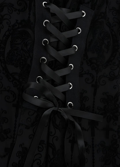 Black Steampunk Collar Corset Dress UK
