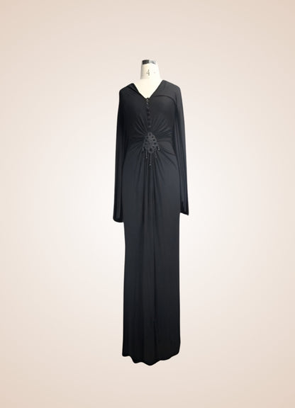 Black Steampunk Gothic Long Dress UK