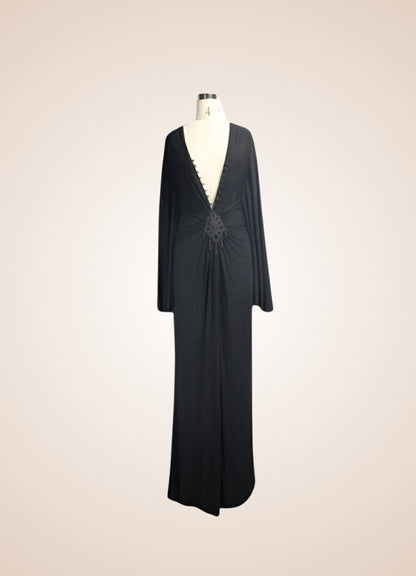 Black Steampunk Gothic Long Dress UK