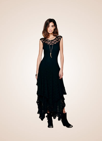 Black Steampunk Long Dress UK