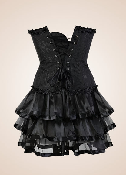 Black Steampunk Overbust Corset Dress UK