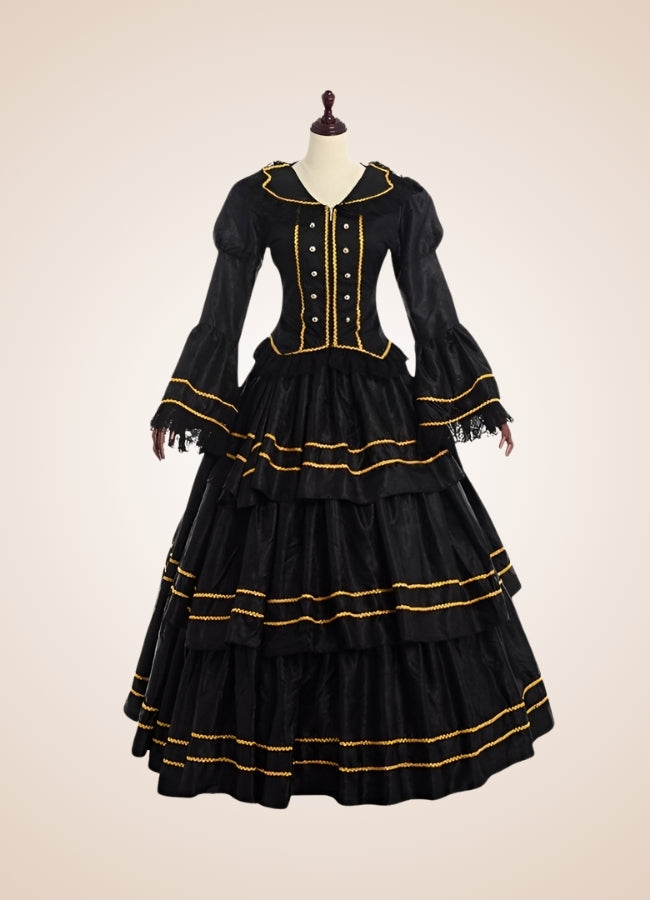 Black Steampunk Victorian Dress UK
