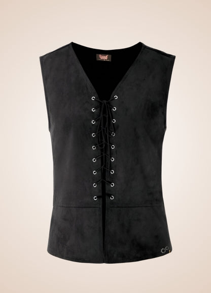 Black Suede Steampunk Flak Jacket Vest UK
