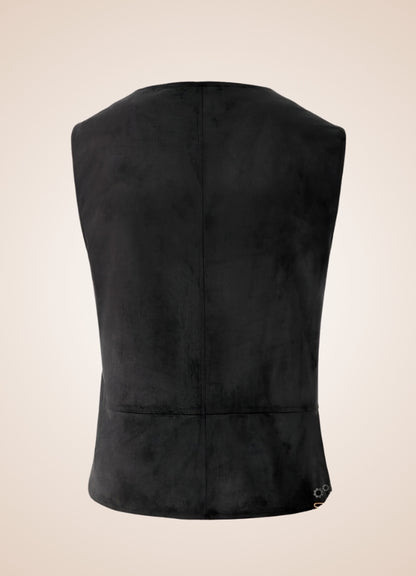 Black Suede Steampunk Flak Jacket Vest UK