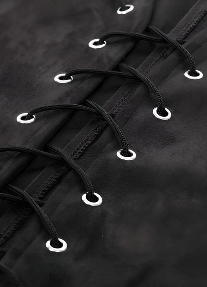 Black Suede Steampunk Flak Jacket Vest UK