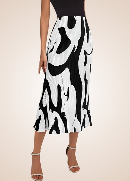 Black White Long Midi Skirt UK