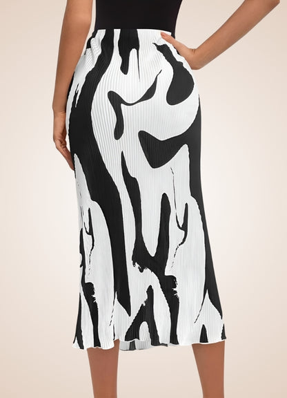 Black White Long Midi Skirt UK