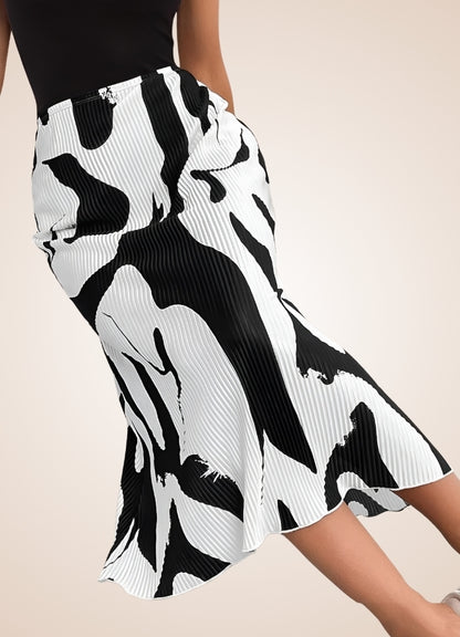 Black White Long Midi Skirt UK