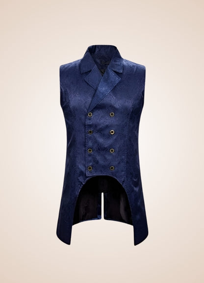 Blue Button Steampunk Vest UK