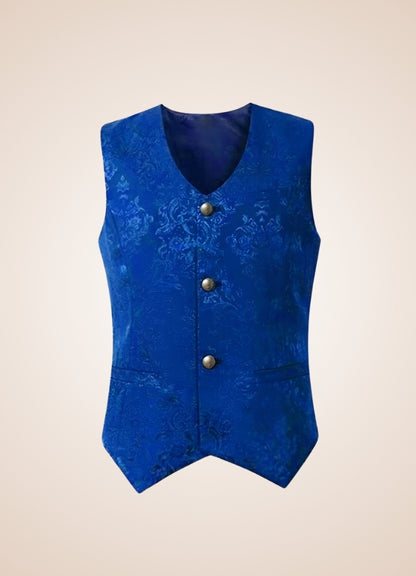 Blue Steampunk V Neck Vest UK