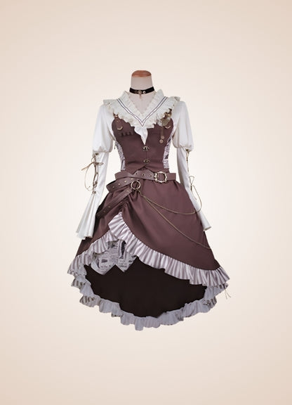 Brown Asymmetrical Steampunk Lolita Skirt UK
