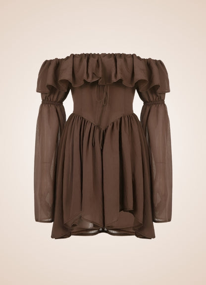 Brown Overbust Steampunk Corset Dress UK