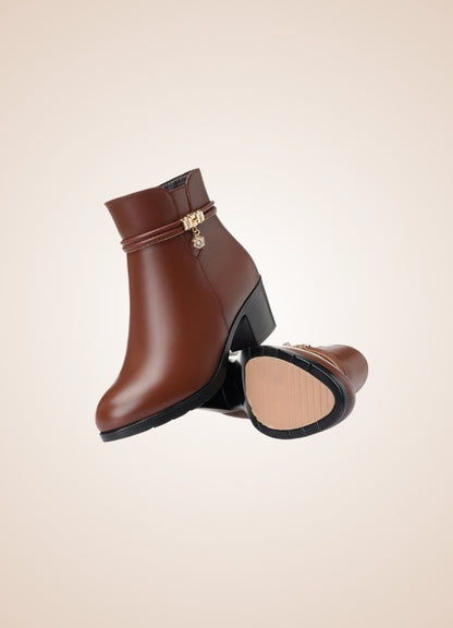 Brown Soft Leather Women's Ankle Boots UK