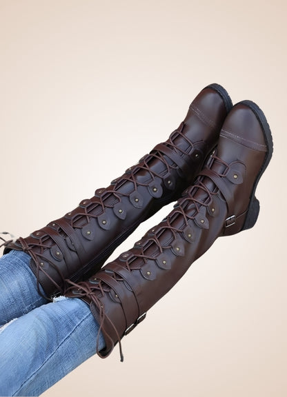 Brown Steampunk Buckles Boots UK