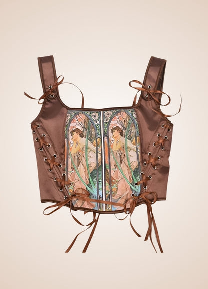 Brown Steampunk Medieval Lace Corset UK