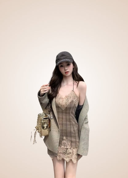 Brown Striped Steampunk Corset Dress UK