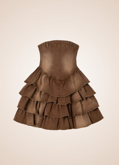 Classic Brown Steampunk Corset Dress UK