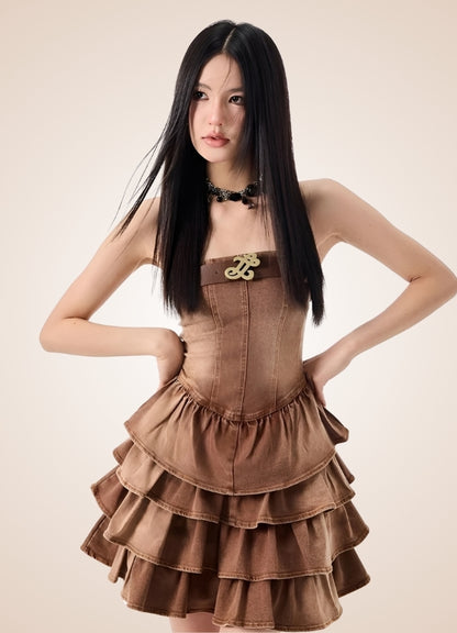 Classic Brown Steampunk Corset Dress UK