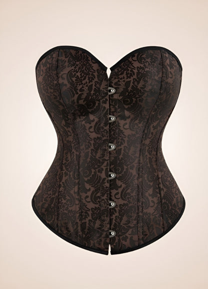 Dark Brown Paisley Pattern Corset UK