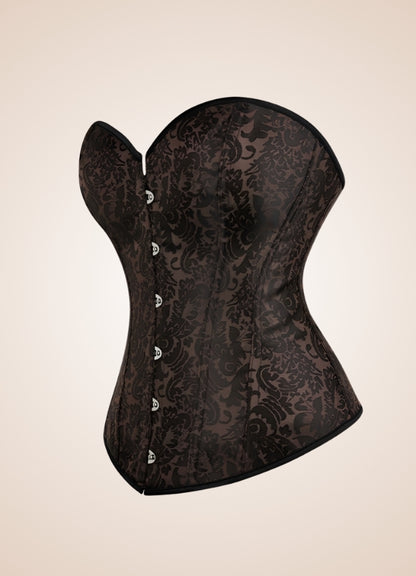 Dark Brown Paisley Pattern Corset UK